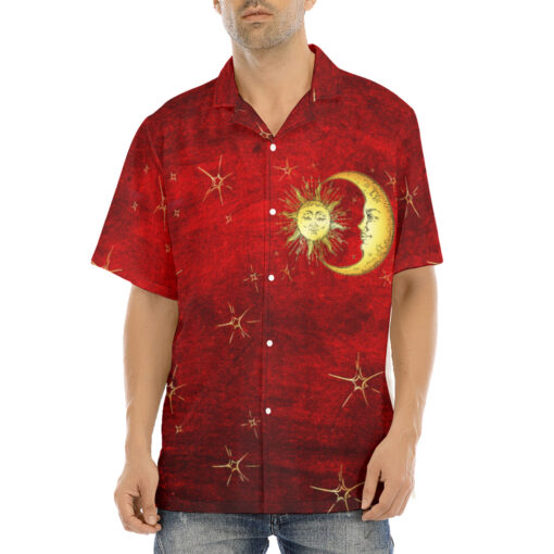 Golden Sun Crescent Moon Hawaiian Shirt