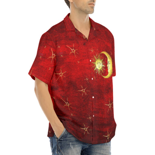 Golden Sun Crescent Moon Hawaiian Shirt - Image 2