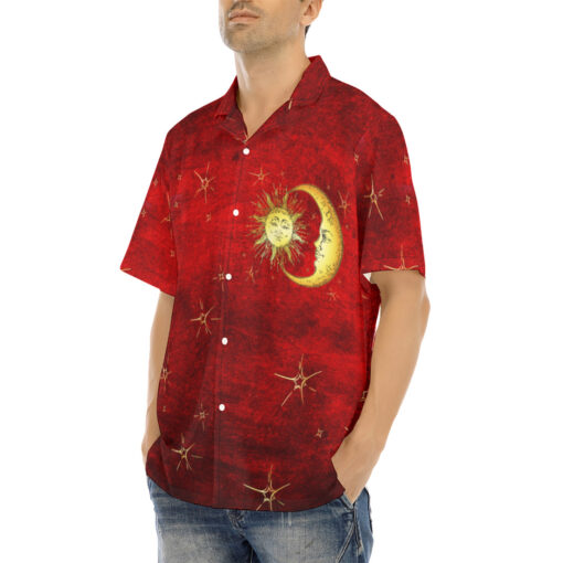 Golden Sun Crescent Moon Hawaiian Shirt - Image 3