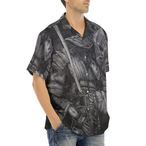 Fantasy Samurai in Helmet Hawaiian Shirt - Image 2