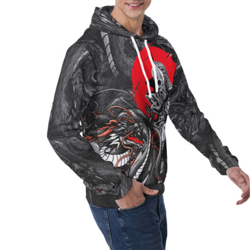 Japanese Dragon and Samurai Men's Hoodie - Image 2