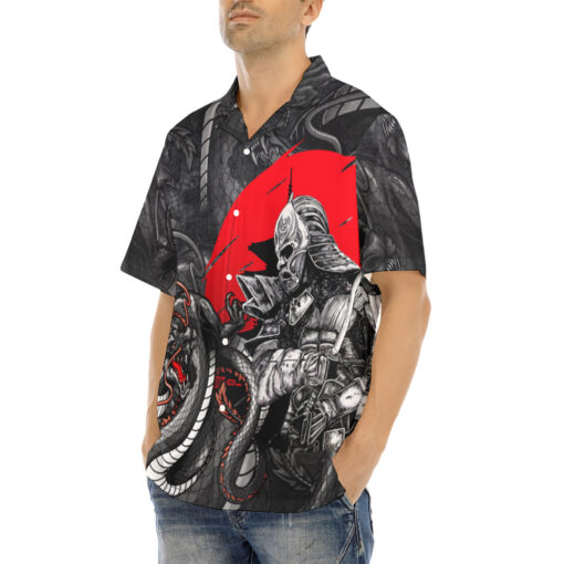 Japanese Dragon and Samurai Hawaiian Shirt - Image 3