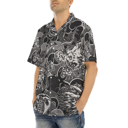 Vintage Snake Dragon Samurai Hawaiian Shirt - Image 3