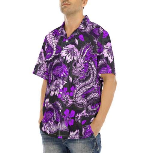 Japanese Dragon Snake Koi Fish Hawaiian Shirt - Image 3