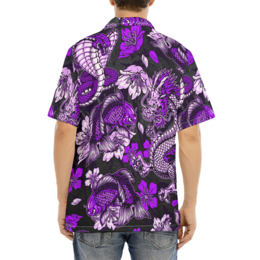 Japanese Dragon Snake Koi Fish Hawaiian Shirt - Image 4