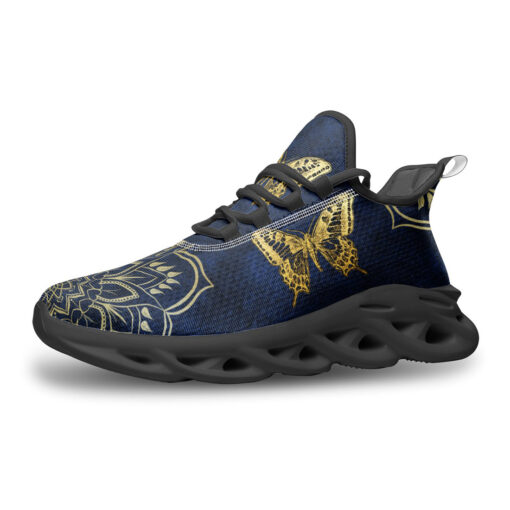 Gold Mandala And Butterfly Sports Shoes