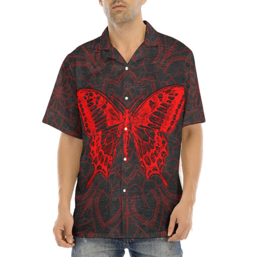 Red Mandala And Butterfly Hawaiian Shirt