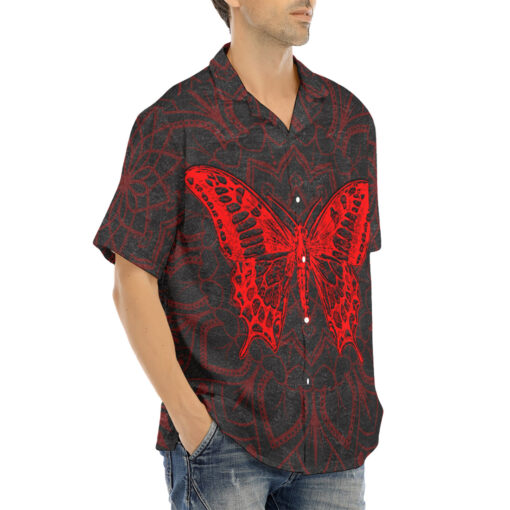 Red Mandala And Butterfly Hawaiian Shirt - Image 2