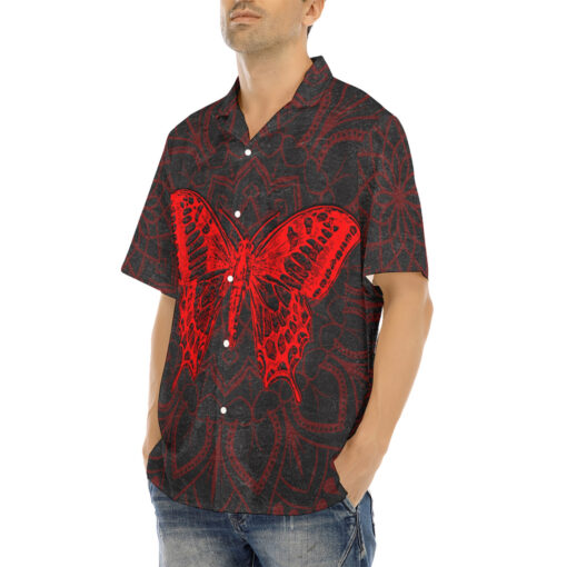 Red Mandala And Butterfly Hawaiian Shirt - Image 3