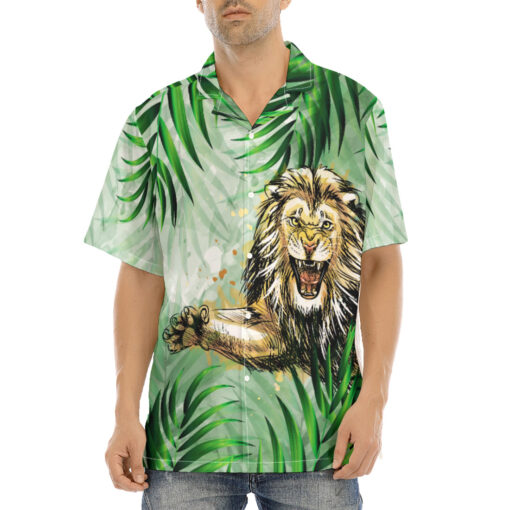 Lion Jumping from Jungle Hawaiian Shirt