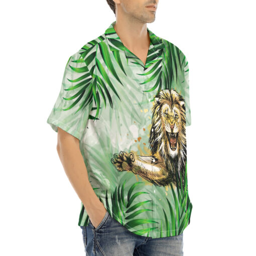 Lion Jumping from Jungle Hawaiian Shirt - Image 2