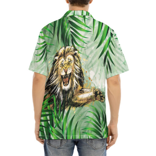 Lion Jumping from Jungle Hawaiian Shirt - Image 4