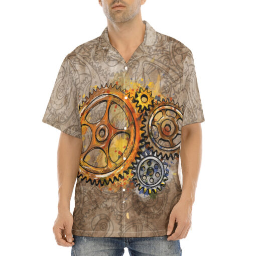 Steampunk Gears Watercolor Hawaiian Shirt