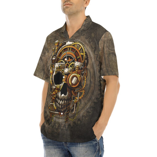 Steampunk Skull Hawaiian Shirt - Image 3