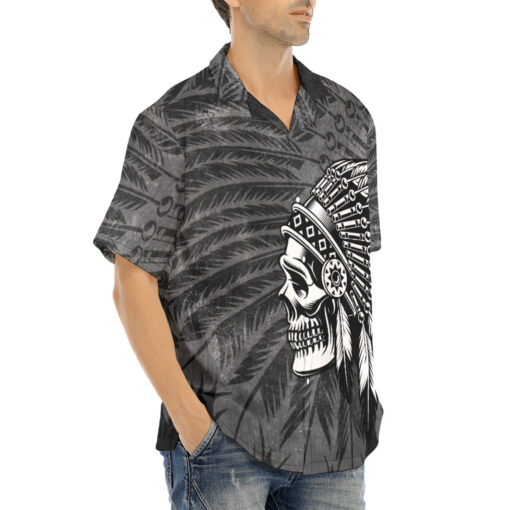 Indian Skull Tattoo Hawaiian Shirt - Image 2