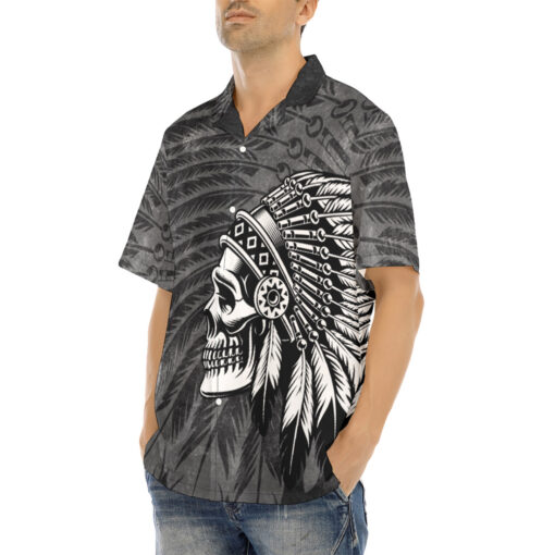 Indian Skull Tattoo Hawaiian Shirt - Image 3