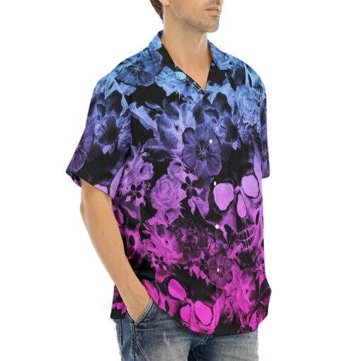 Neon Skulls Flowers Hawaiian Shirt - Image 2