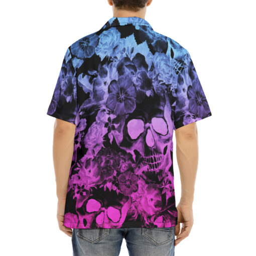 Neon Skulls Flowers Hawaiian Shirt - Image 4