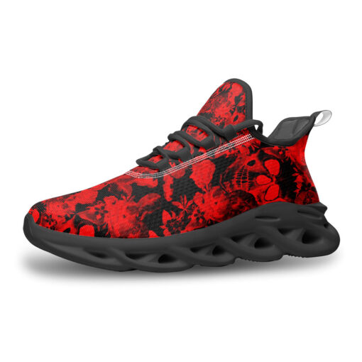 Red Skulls with Flowers Sports Shoes