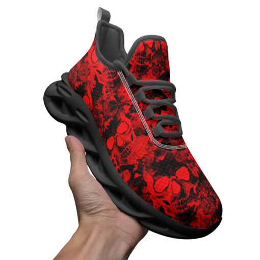 Red Skulls with Flowers Sports Shoes - Image 3