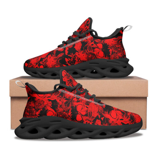 Red Skulls with Flowers Sports Shoes - Image 2