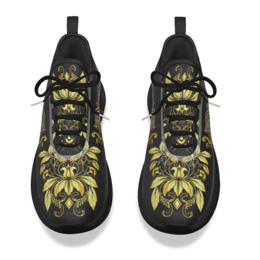 Gold on Black Damask Ornament Sports Shoes - Image 4