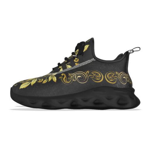 Gold on Black Damask Ornament Sports Shoes - Image 7