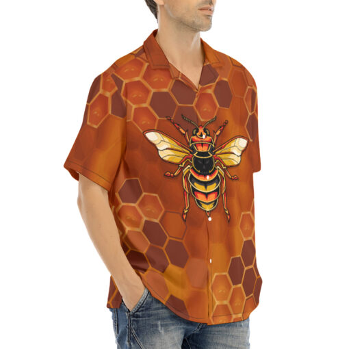 Bee Hexagons Hawaiian Shirt - Image 2