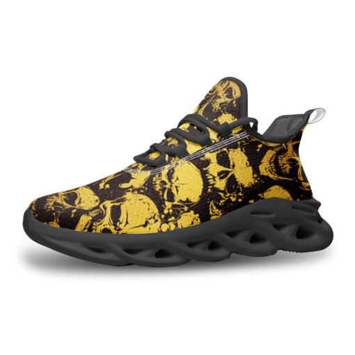 Gold Grunge Skulls Sports Shoes