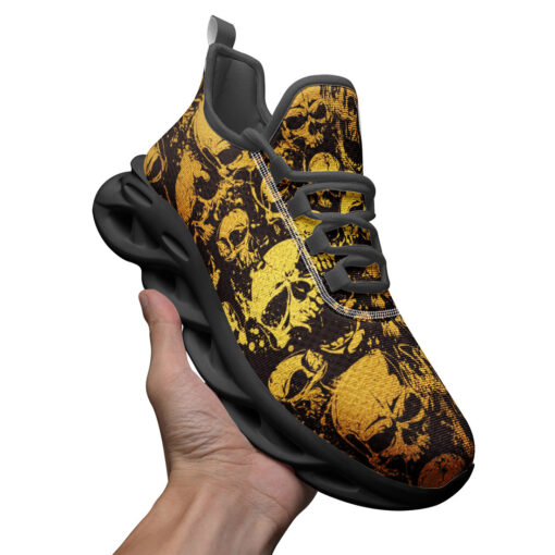 Gold Grunge Skulls Sports Shoes - Image 3