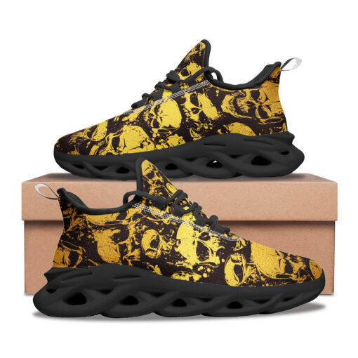 Gold Grunge Skulls Sports Shoes - Image 2