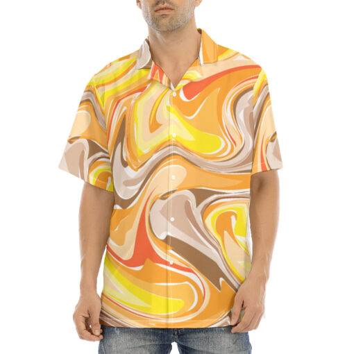 Orange Yellow Marble Hawaiian Shirt