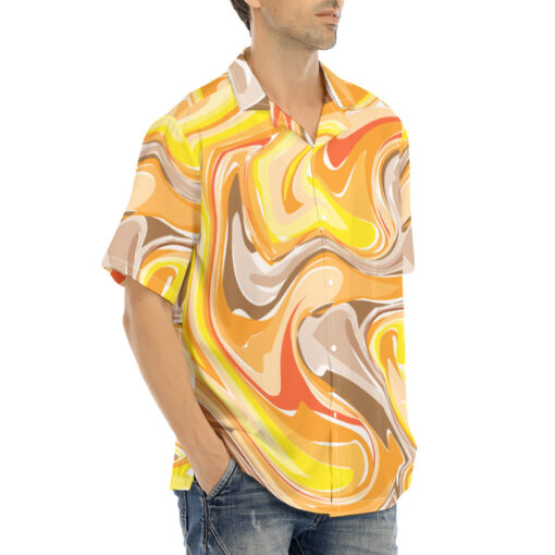 Orange Yellow Marble Hawaiian Shirt - Image 2