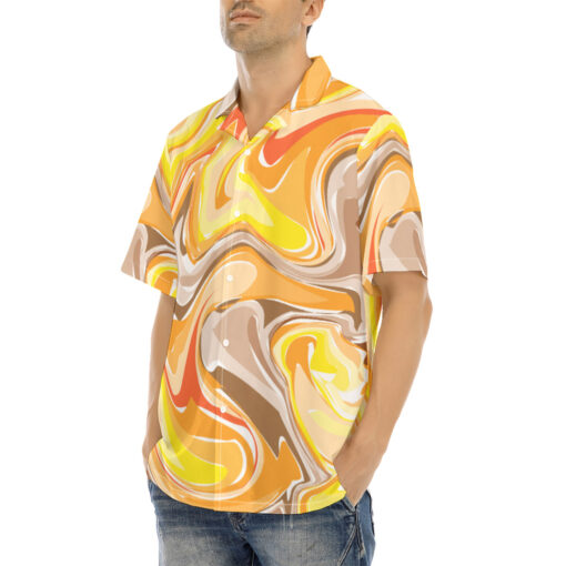 Orange Yellow Marble Hawaiian Shirt - Image 3