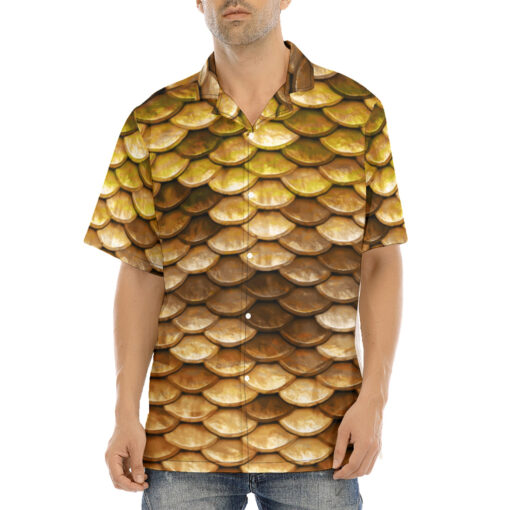 Golden Fish Scales Hawaiian Shirt