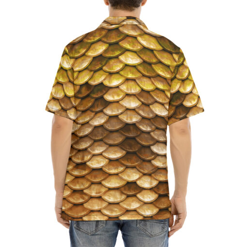 Golden Fish Scales Hawaiian Shirt - Image 4