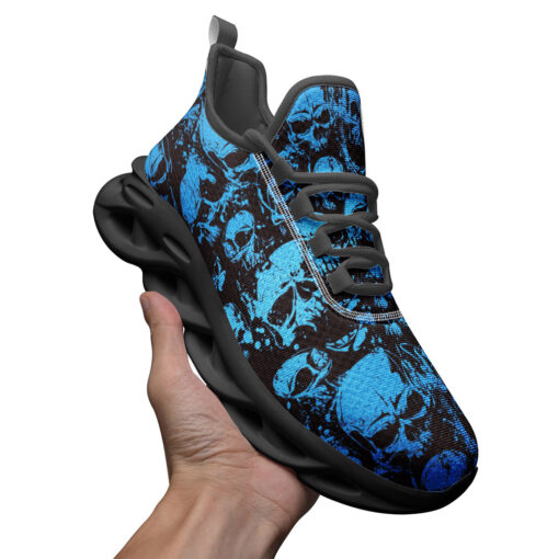 Blue Grunge Skulls Sports Shoes - Image 3