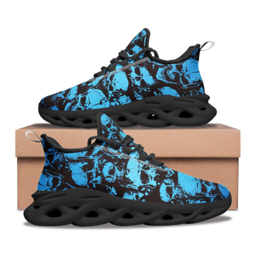 Blue Grunge Skulls Sports Shoes - Image 2