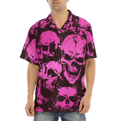 Pink Grunge Skulls Hawaiian Shirt