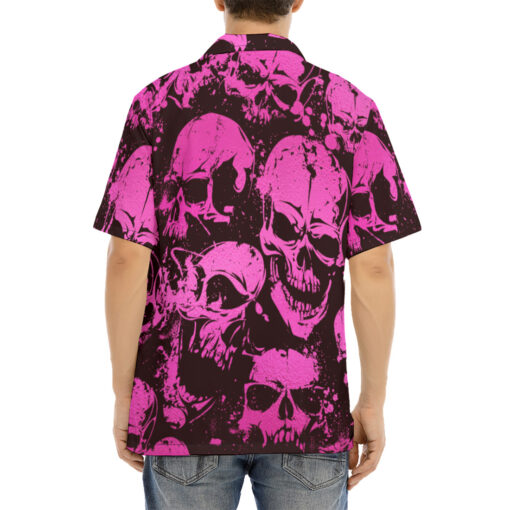 Pink Grunge Skulls Hawaiian Shirt - Image 4