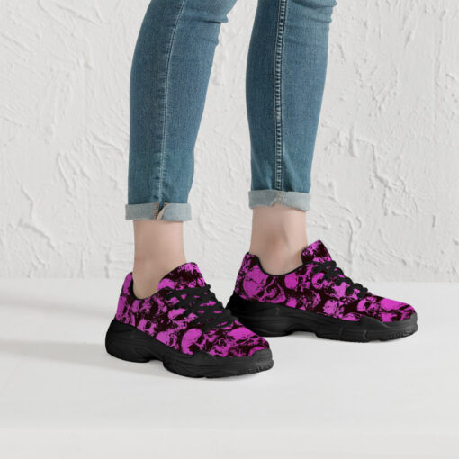 Pink Grunge Skulls Running Shoes - Image 7