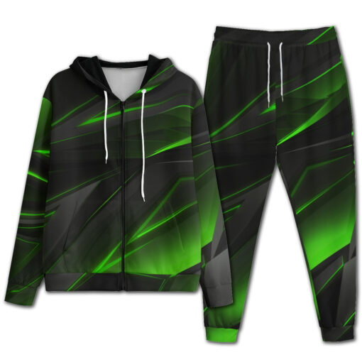 Men's Tracksuit Geometric Green Stripes