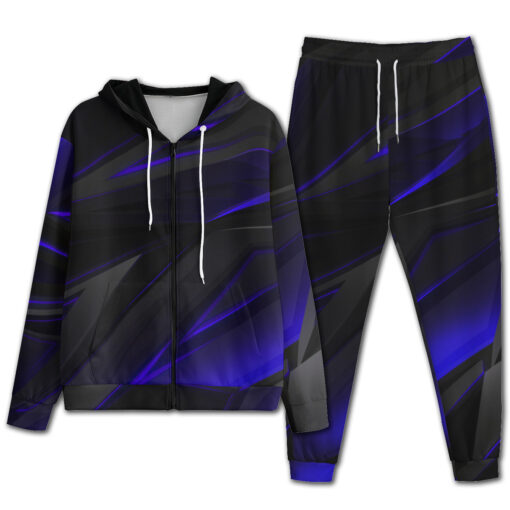 Blue Geometry Stripes Men's Tracksuit