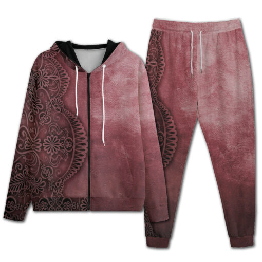 Red Lace Ornament Men's Tracksuit