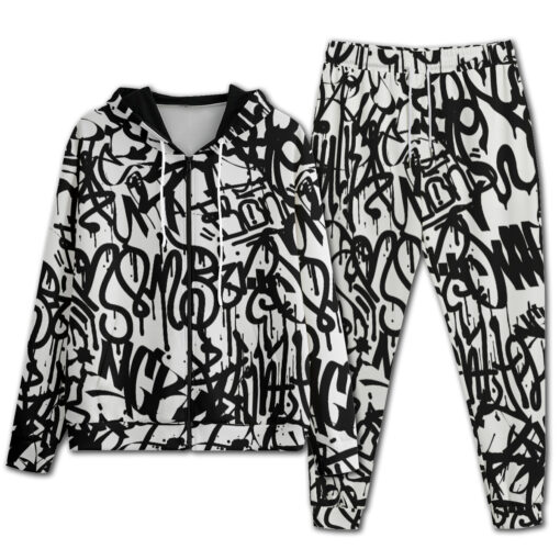 Black and White Graffiti Men's Tracksuit