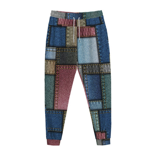 Denim Patchwork Sweatpants