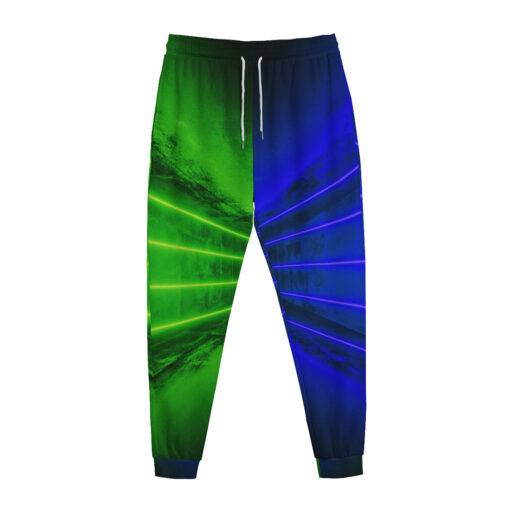 Green Blue Futuristic Neon Sweatpants