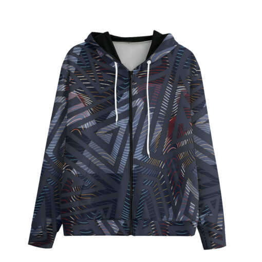 Urban Geometric Maze Zip Up Hoodie