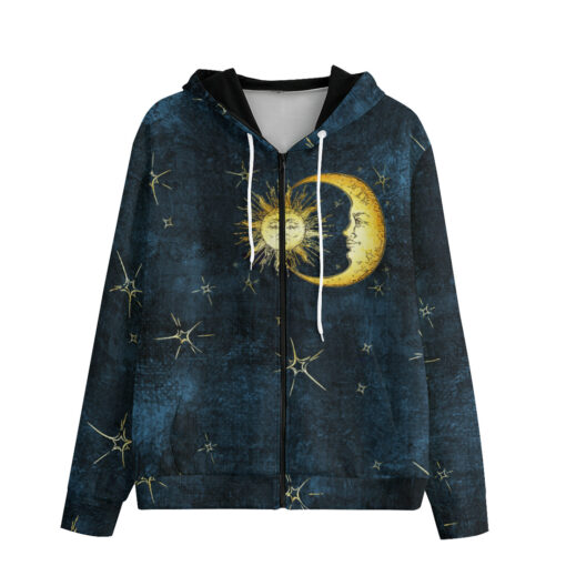 Antique Sun Crescent Moon Zip Up Hoodie