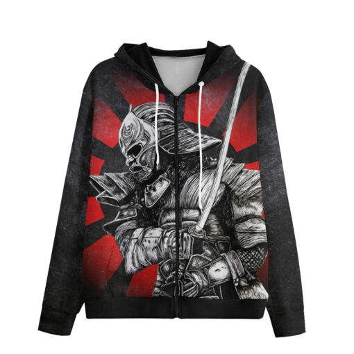 Samurai with Katana Zip Up Hoodie